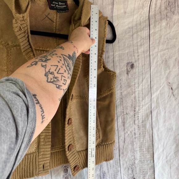 Vintage hooded patchwork western 100% shell split cowhide leather vest medium - Picture 6 of 9